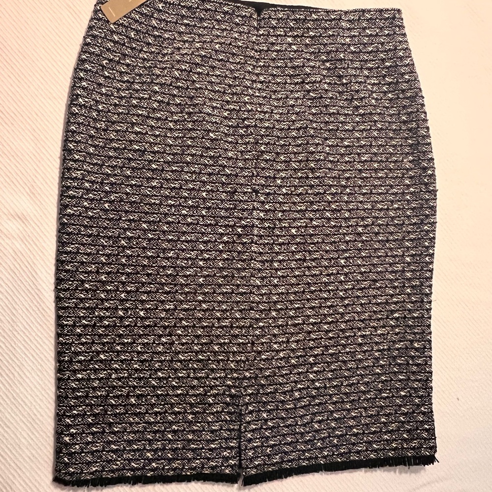 J. Crew Size 14 Textured Black & White Tweed Pencil Skirt NWT